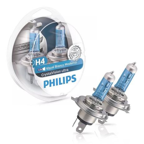Kit Lâmpada Philips H4 Crystal Vision Ultra 4300k Menor preço em Kit Lâmpada Philips H4 Crystal Vision Ultra 4300k