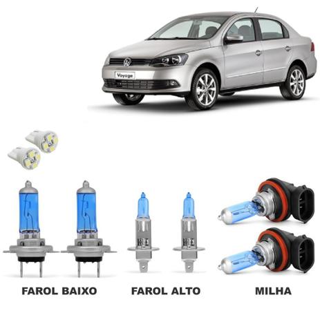 Menor preço em Kit Lampada Super Branca Voyage G6 Farol Alto Baixo Milha Foco Duplo - Skyway