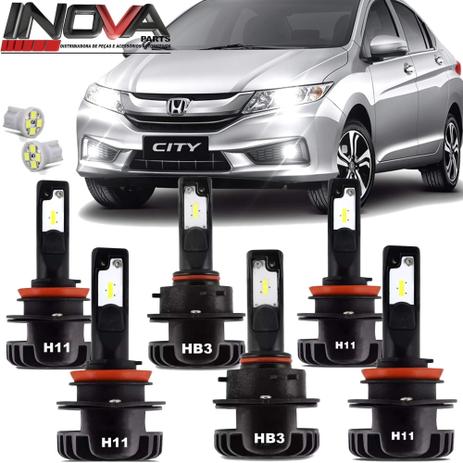 Kit Lampada Super Led Plus Honda City 2015 A 2019 Farol Alto Baixo E Milha - Cinoy Menor preço em Kit Lampada Super Led Plus Honda City 2015 A 2019 Farol Alto Baixo E Milha - Cinoy
