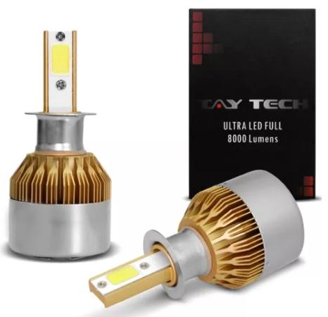 Kit Lâmpada Tay Tech Ultra Led H3 8000 Lúmens Menor preço em Kit Lâmpada Tay Tech Ultra Led H3 8000 Lúmens