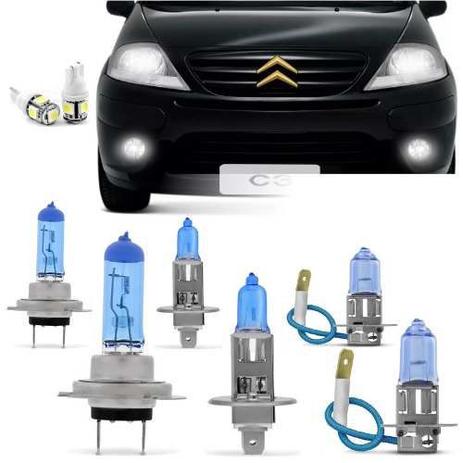 Kit Lampadas C3 2003 2004 2005 2006 2007 2008 Super Brancas Para Farol Duplo + Milha - Techone 8500k 12v 55w Inmetro Menor preço em Kit Lampadas C3 2003 2004 2005 2006 2007 2008 Super Brancas Para Farol Duplo + Milha - Techone 8500k 12v 55w Inmetro