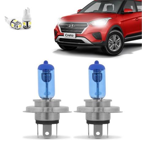 Kit Lampadas Creta 1.6 2017 2018 2019 Super Brancas Farol Foco Simples H4 60/55w - Techone 8500k 12v Inmetro Menor preço em Kit Lampadas Creta 1.6 2017 2018 2019 Super Brancas Farol Foco Simples H4 60/55w - Techone 8500k 12v Inmetro