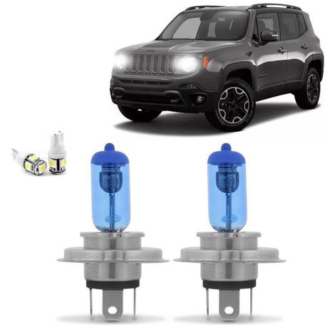 Kit Lampadas Jeep Renegade 2015 2016 2017 2018 2019 Super Brancas Farol H4 60/55w - Techone 8500k 12v Inmetro Menor preço em Kit Lampadas Jeep Renegade 2015 2016 2017 2018 2019 Super Brancas Farol H4 60/55w - Techone 8500k 12v Inmetro