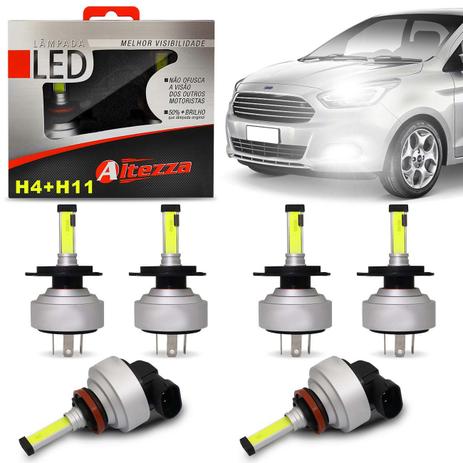 Kit Lâmpadas LED Altezza Ford Ka 97 A 19 H4 e H11 6500K 30W 6000 Lúmens Faróis Alto Baixo e Milha Menor preço em Kit Lâmpadas LED Altezza Ford Ka 97 A 19 H4 e H11 6500K 30W 6000 Lúmens Faróis Alto Baixo e Milha