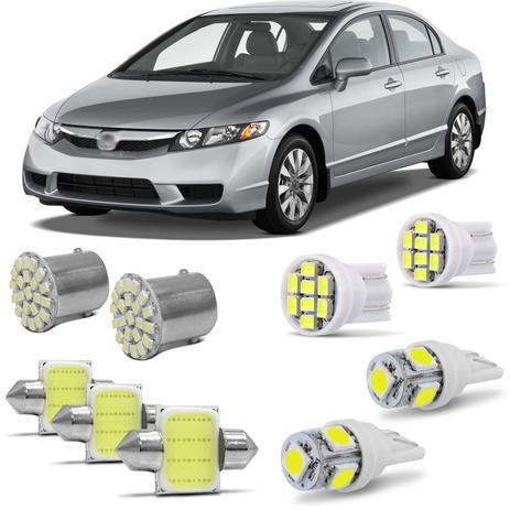Kit Lâmpadas LED Pingo e Torpedo Honda Civic 2007 a 2011 para Farolete Placa Teto e Ré - Prime é boa?