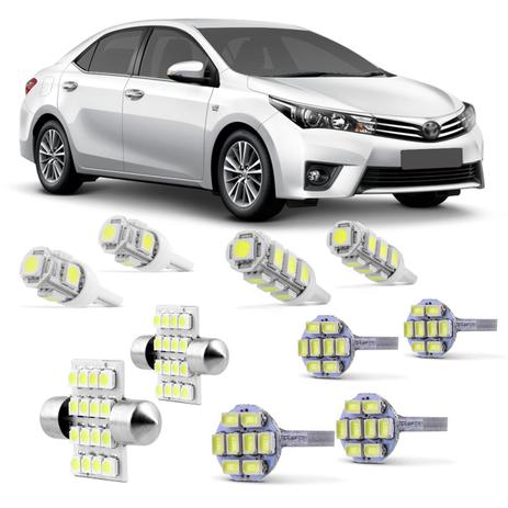 Kit Lâmpadas LED Pingo e Torpedo Toyota Corolla 2009 a 2016 Farolete Placa Teto e Ré - Kit Iluminação Menor preço em Kit Lâmpadas LED Pingo e Torpedo Toyota Corolla 2009 a 2016 Farolete Placa Teto e Ré - Kit Iluminação
