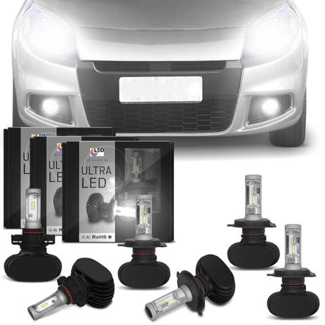 Kit Lâmpadas Ultra LED Renault Sandero 2011 A 2014 Farol Alto Baixo H4 Milha H16 6000K Efeito Xênon - Shocklight Menor preço em Kit Lâmpadas Ultra LED Renault Sandero 2011 A 2014 Farol Alto Baixo H4 Milha H16 6000K Efeito Xênon - Shocklight