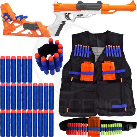 Kit Lançador Sharpfire Nerf + Colete + Cinto + Pulseira + 40 Dardos Brinquedo Menor preço em Kit Lançador Sharpfire Nerf + Colete + Cinto + Pulseira + 40 Dardos Brinquedo