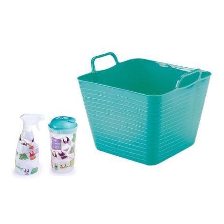Kit Lavanderia Cesto Balde Borrifador Porta Sabão Verde 3pcs - Plasutil Menor preço em Kit Lavanderia Cesto Balde Borrifador Porta Sabão Verde 3pcs - Plasutil