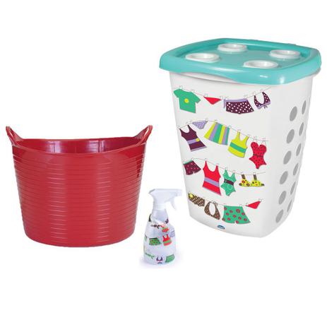 Kit Lavanderia Cesto Balde Vermelho Borrifador Agua 3 peças - Plasutil Menor preço em Kit Lavanderia Cesto Balde Vermelho Borrifador Agua 3 peças - Plasutil