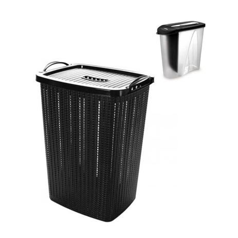Kit Lavanderia Preto Cesto de Roupas 40l e Porta Sabão 1KG - Plasutil Menor preço em Kit Lavanderia Preto Cesto de Roupas 40l e Porta Sabão 1KG - Plasutil