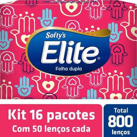 Kit Lenço de Papel Elite Softys 16 Pacotes - 50 Folhas cada Menor preço em Kit Lenço de Papel Elite Softys 16 Pacotes - 50 Folhas cada