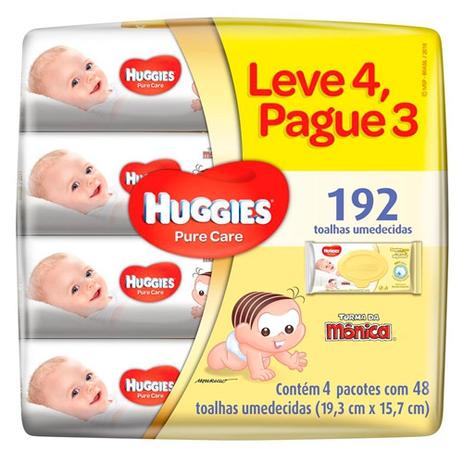 Kit Lenço Umedecido Huggies Pure Care 4 Unidades Menor preço em Kit Lenço Umedecido Huggies Pure Care 4 Unidades