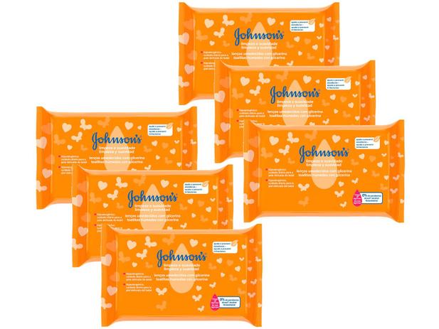 Kit Lenço Umedecido Johnsons Baby - Limpeza e Suavidade 6 Pacotes com 44 Unidades Cada Menor preço em Kit Lenço Umedecido Johnsons Baby - Limpeza e Suavidade 6 Pacotes com 44 Unidades Cada