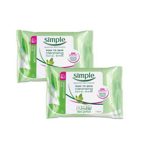 Kit Lencos Umedecidos Faciais Simple Wipes Cleansing 7un 50 na 2 unidade Menor preço em Kit Lencos Umedecidos Faciais Simple Wipes Cleansing 7un 50 na 2 unidade