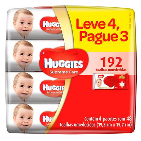 Kit Lenços Umedecidos Huggies Supreme Care 4 Unidades Menor preço em Kit Lenços Umedecidos Huggies Supreme Care 4 Unidades