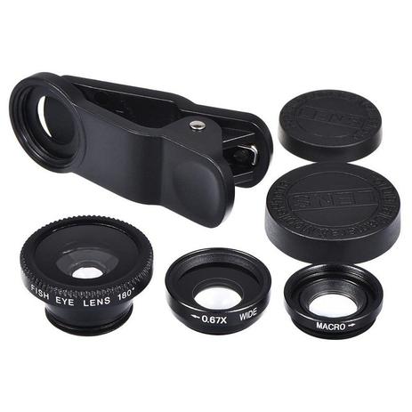 Kit Lente 3x1 Fisheye + Wide + Macro Iphone 5 6 Plus 7 - Kopeck Menor preço em Kit Lente 3x1 Fisheye + Wide + Macro Iphone 5 6 Plus 7 - Kopeck