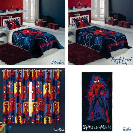 Kit Lepper Spider Man 7 Peças Edredom + Jogo de cama + Cortina + Toalha Menor preço em Kit Lepper Spider Man 7 Peças Edredom + Jogo de cama + Cortina + Toalha