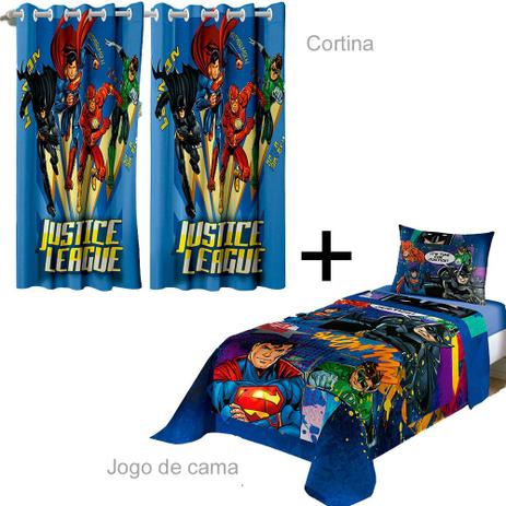 Kit Liga da justiça Jogo de cama + Cortina - Lepper Menor preço em Kit Liga da justiça Jogo de cama + Cortina - Lepper