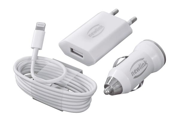 Kit Lightning 3 Em 1 - Android - Cabo de Dados/Carregador Automotivo Branco e Tomada KT200 Newlink Menor preço em Kit Lightning 3 Em 1 - Android - Cabo de Dados/Carregador Automotivo Branco e Tomada KT200 Newlink