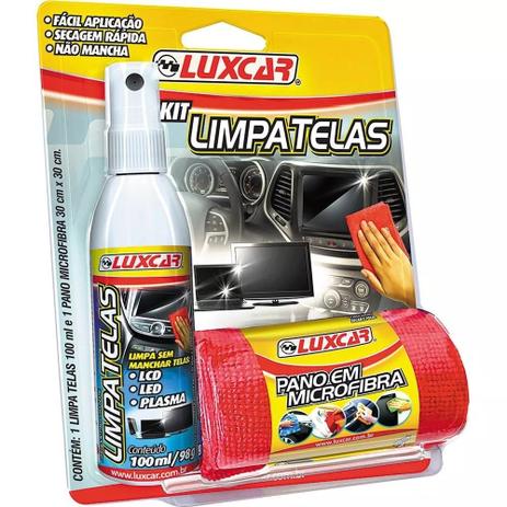 Kit Limpa Telas Luxcar Spray 4780 100ml Tv Led E Plasma Menor preço em Kit Limpa Telas Luxcar Spray 4780 100ml Tv Led E Plasma