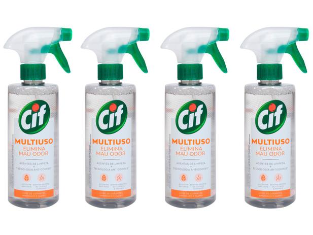 Kit Limpador Multiuso Cif Elimina Mau Odor - 500ml 4 Unidades Menor preço em Kit Limpador Multiuso Cif Elimina Mau Odor - 500ml 4 Unidades