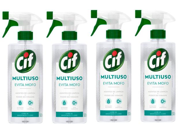 Kit Limpador Multiuso Cif Evita Mofo 500ml - 4 Unidades Menor preço em Kit Limpador Multiuso Cif Evita Mofo 500ml - 4 Unidades