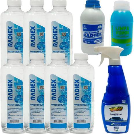 Kit limpador radiador parabrisa vidros 7 litros agua desmineralizada - kitkit00004 - Radiex Menor preço em Kit limpador radiador parabrisa vidros 7 litros agua desmineralizada - kitkit00004 - Radiex