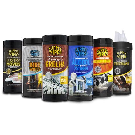 Kit Limpeza Geral Completo Lenços Umedecido 6 Produtos Pote - Supply clean Menor preço em Kit Limpeza Geral Completo Lenços Umedecido 6 Produtos Pote - Supply clean