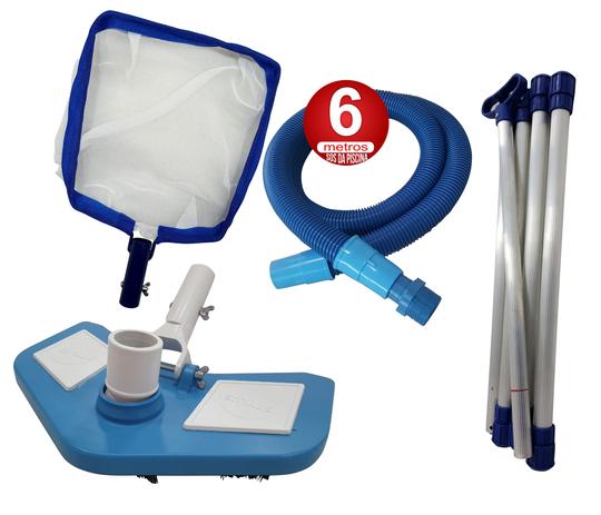 Kit Limpeza Manutenção para Piscinas Alvenaria Fibra Vinil - 6 M - Sos da piscina é boa?