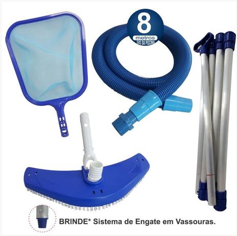 Kit Limpeza Manutenção para Piscinas Alvenaria Fibra Vinil - 8 M - Sos da piscina é boa?