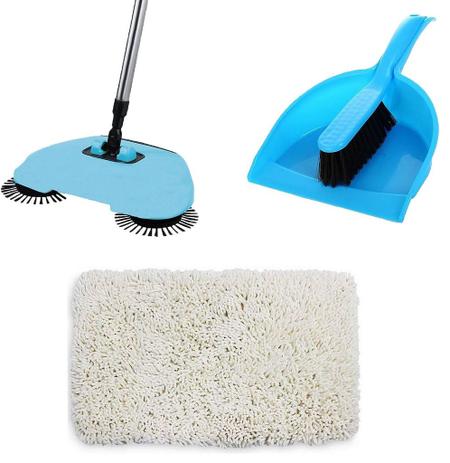 Kit Limpeza Pá E Escova + Vassoura Mágica + Tapete Antiderrapante Retangular 50 X 80 - Alem mar é boa?