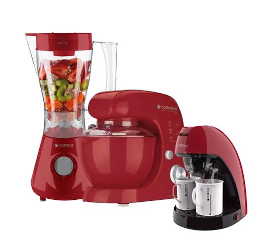Kit Liquidificador Cafeteira Batedeira Cadence Vermelho 127v ++ Menor preço em Kit Liquidificador Cafeteira Batedeira Cadence Vermelho 127v ++