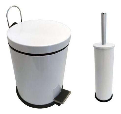 Kit Lixeira Branca Aço 5l + Escova Sanitária Fab. Europa - Mundare Menor preço em Kit Lixeira Branca Aço 5l + Escova Sanitária Fab. Europa - Mundare