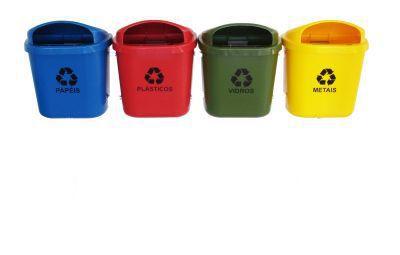 Kit Lixeira Coleta Seletiva 40 Litros ST1 - Jsn Menor preço em Kit Lixeira Coleta Seletiva 40 Litros ST1 - Jsn