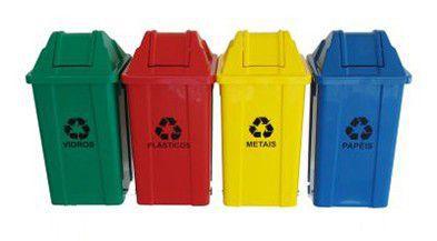 Kit Lixeira Coleta Seletiva Com 60 Litros Cs4 - Jsn Menor preço em Kit Lixeira Coleta Seletiva Com 60 Litros Cs4 - Jsn