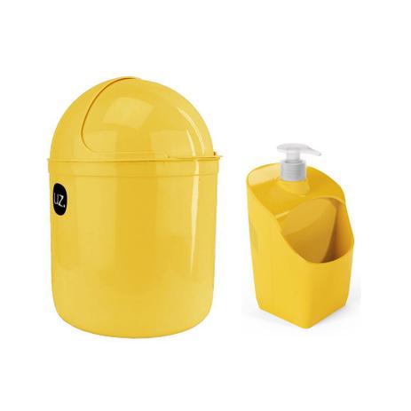 Kit Lixeira de Pia e Porta Detergente Dispenser Amarelo 2pc - Uz Menor preço em Kit Lixeira de Pia e Porta Detergente Dispenser Amarelo 2pc - Uz