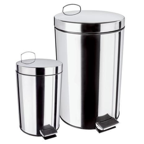 Kit Lixeira Euro Home 2 Peças Aço Inox Com Pedal 3 E 12 Litros Menor preço em Kit Lixeira Euro Home 2 Peças Aço Inox Com Pedal 3 E 12 Litros