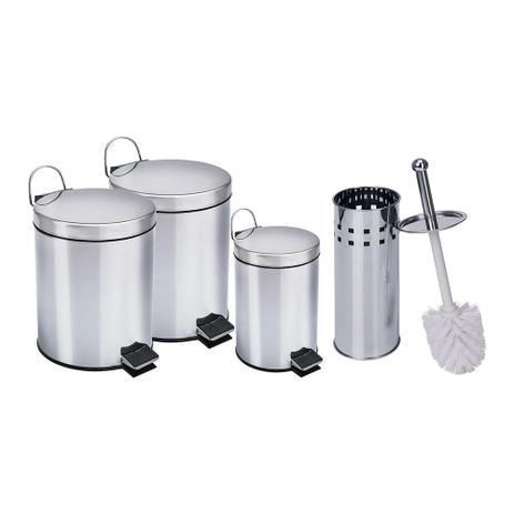 Kit Lixeiras aço inox 1 de 3L, 2 de 5L e 1 escova sanitária Travel Max é boa?
