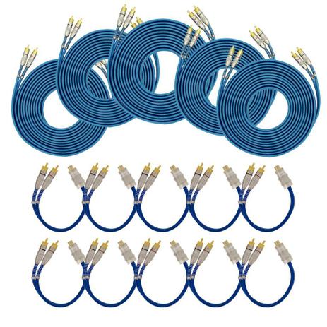 Kit Lojista Cabos RCA Gold Cia do Som 5x RCA 5M + 10x RCA Y 2M1F Menor preço em Kit Lojista Cabos RCA Gold Cia do Som 5x RCA 5M + 10x RCA Y 2M1F