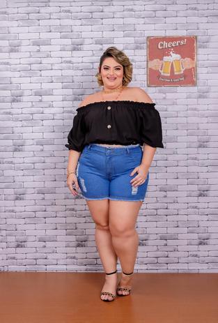 short cintura alta plus size
