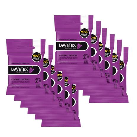 Kit Lovetex Preservativo Lubrificado Sabor Uva - 12 unid. Menor preço em Kit Lovetex Preservativo Lubrificado Sabor Uva - 12 unid.
