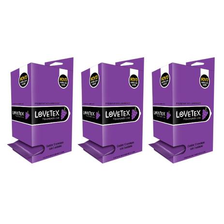 Kit Lovetex Preservativo Lubrificado Uva Display - 3 unid. Menor preço em Kit Lovetex Preservativo Lubrificado Uva Display - 3 unid.