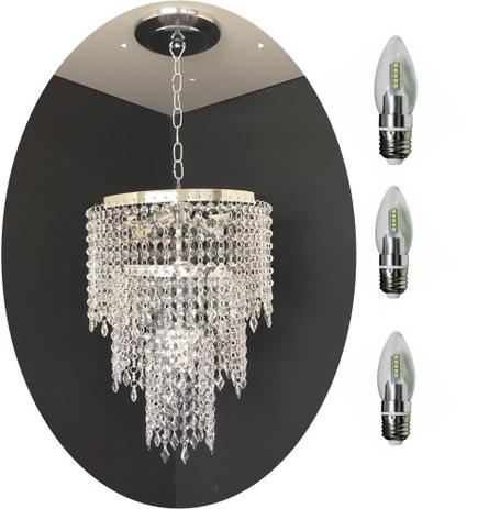 Kit Lustre Acrílico Itajaí 30x70 + 3 Lâmpadas LED 5w - Lina design Menor preço em Kit Lustre Acrílico Itajaí 30x70 + 3 Lâmpadas LED 5w - Lina design