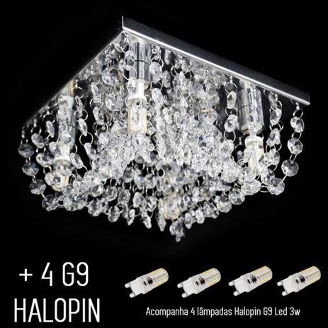Kit Lustre Cristal Legitimo Plafon Acompanha 4 Halopin Led G9 Quadrado 20x20x8cm - Jp Kyoto20kit - Hunter Menor preço em Kit Lustre Cristal Legitimo Plafon Acompanha 4 Halopin Led G9 Quadrado 20x20x8cm - Jp Kyoto20kit - Hunter