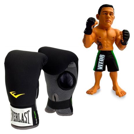 Kit Luva Bate Saco Boxe Muay Thai Neoprene Everlast + Boneco UFC Vitor Belfort Bermuda Verde - Rythmoon é ruim? Kit Luva Bate Saco Boxe Muay Thai Neoprene Everlast + Boneco UFC Vitor Belfort Bermuda Verde - Rythmoon é boa?