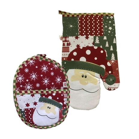 Kit Luva e Pega Panela Cook Noel Patchwork 2 Peças - Copa e Cia - Copa cia Menor preço em Kit Luva e Pega Panela Cook Noel Patchwork 2 Peças - Copa e Cia - Copa cia