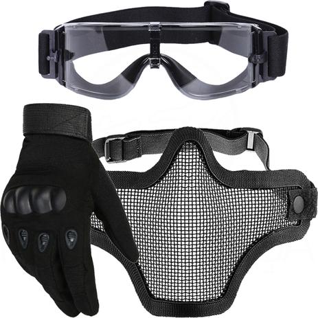 Kit Luva Tática Dedo Completo + Máscara Telada + Óculos X800 Paintball - Preto - Renascença Menor preço em Kit Luva Tática Dedo Completo + Máscara Telada + Óculos X800 Paintball - Preto - Renascença