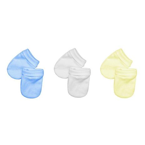 Kit Luvas Bebê 3 Peças Branco, Amarelo e Azul Lisas - Balão kids Menor preço em Kit Luvas Bebê 3 Peças Branco, Amarelo e Azul Lisas - Balão kids