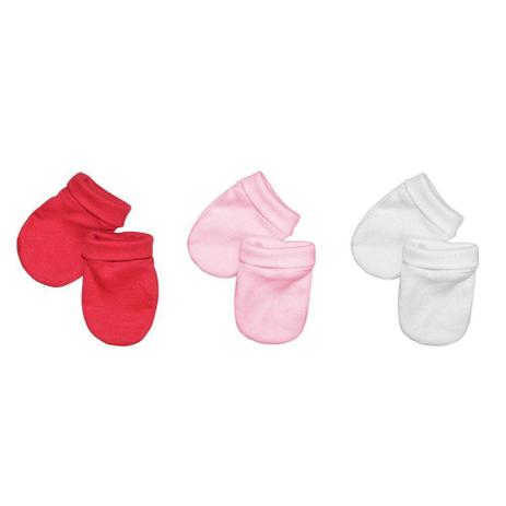 Kit Luvas Bebê 3 Peças Rosa, Branco e Vermelho Lisas - Balão kids Menor preço em Kit Luvas Bebê 3 Peças Rosa, Branco e Vermelho Lisas - Balão kids